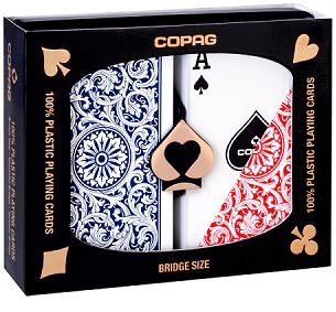 Copag 1546 Elite Plastic Playing Cards: Narrow, Regular Index, Red/Blue main image